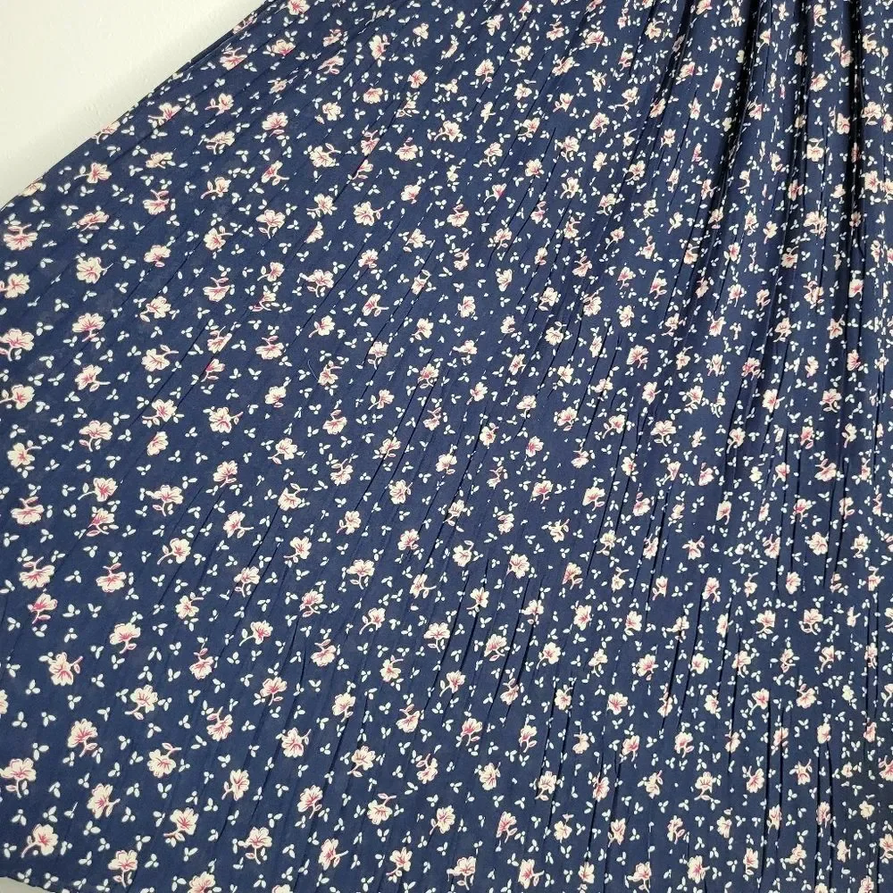 Vintage Talbots 90s blue Prairie farmhouse cottagecore pleated skirt size 14p